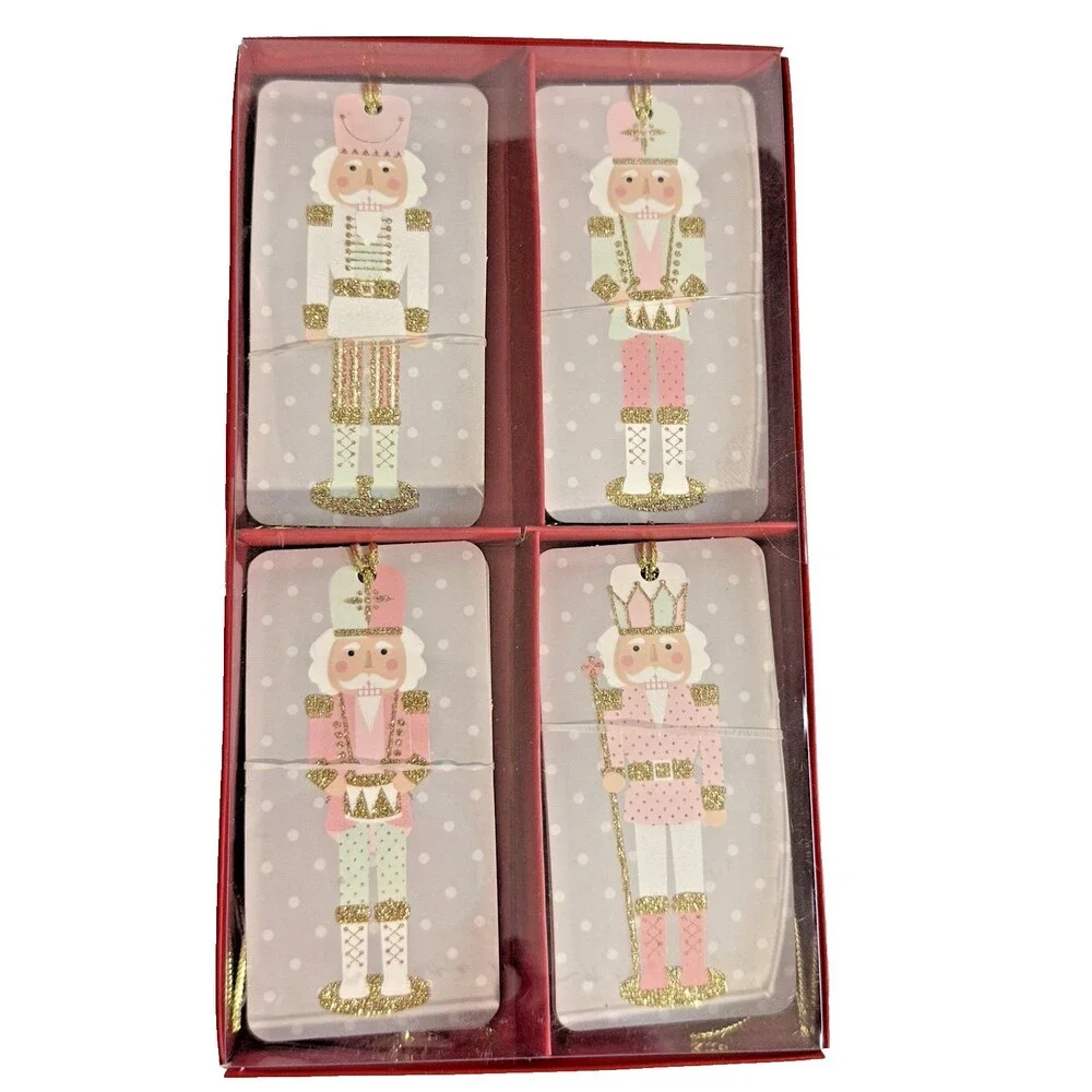 Lady Jayne Nutcracker Christmas Gift Tags 4 Designs 16 Count Pink Green 2x4